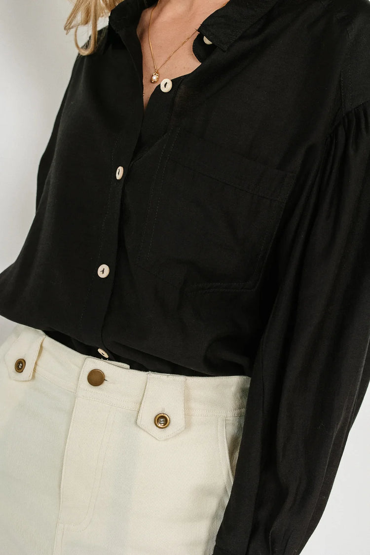 One side pocket blouse in black 