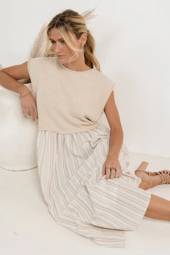 Sweater top dress in oatmeal 