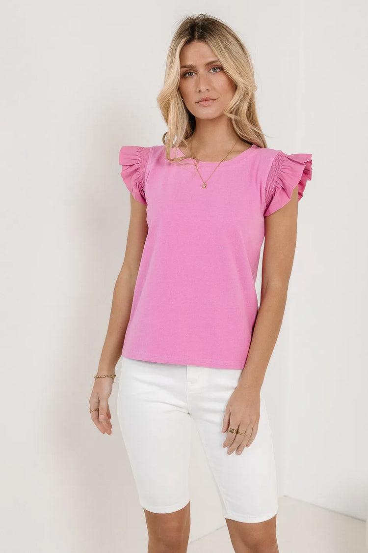 Round neck top in orchid 