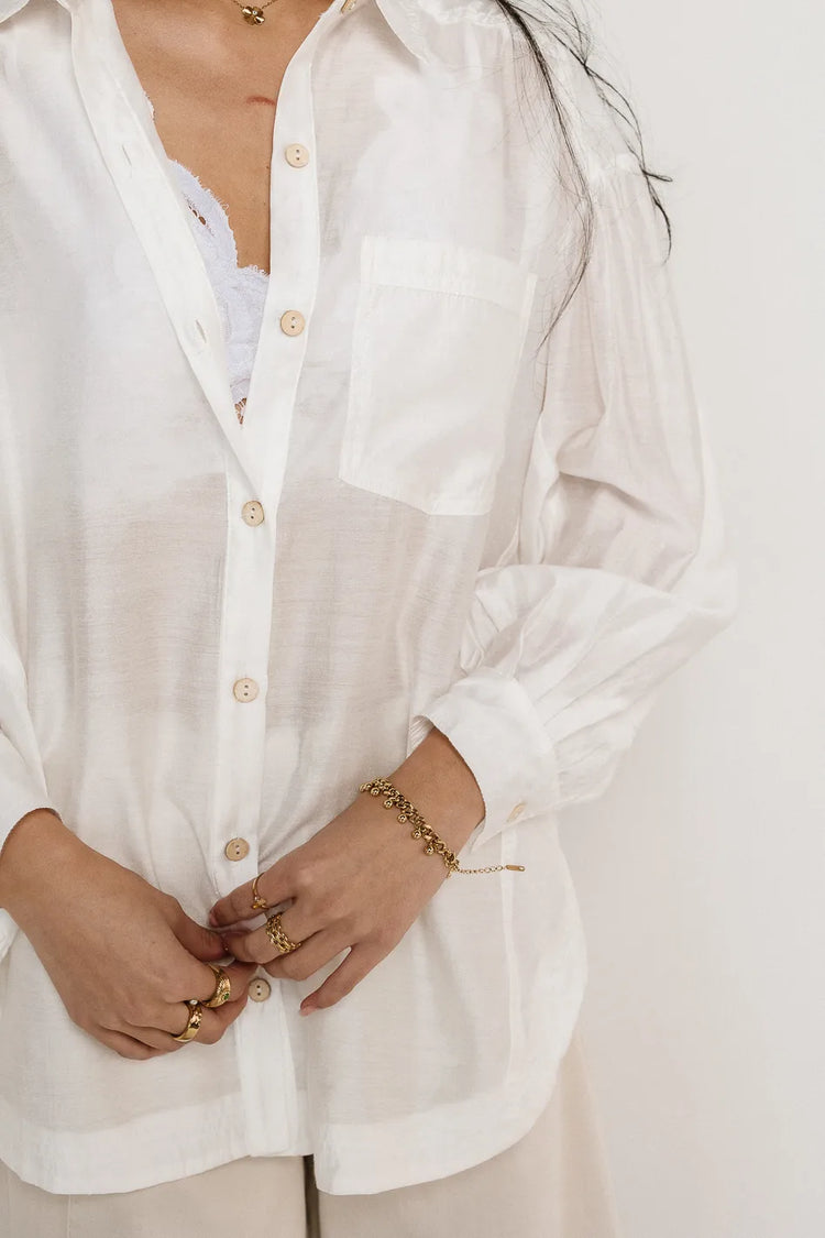 Button up top in white 