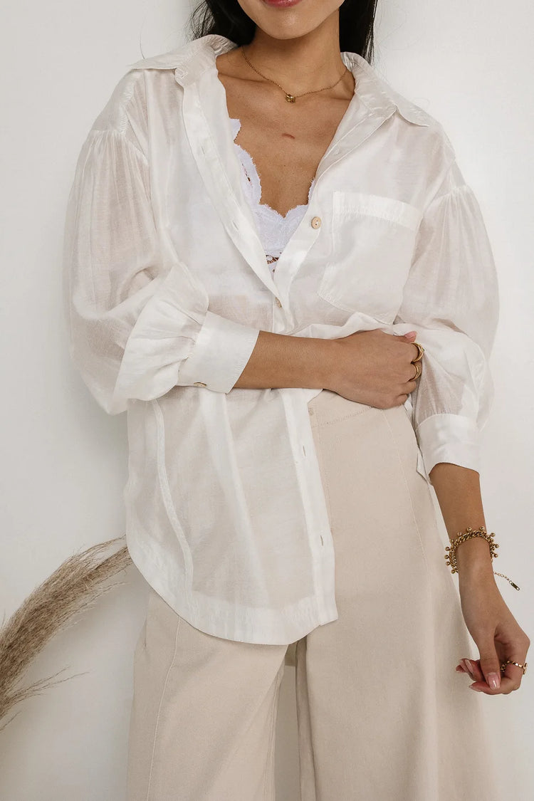 Long sleeves button up in white 