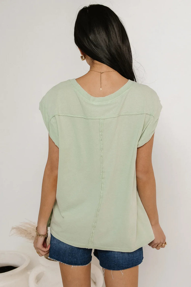 Plain color muscle top in mint 