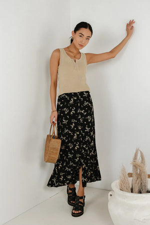 Rory Floral Skirt in Black