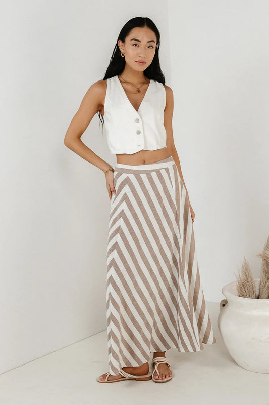 Striped skirt in taupe 