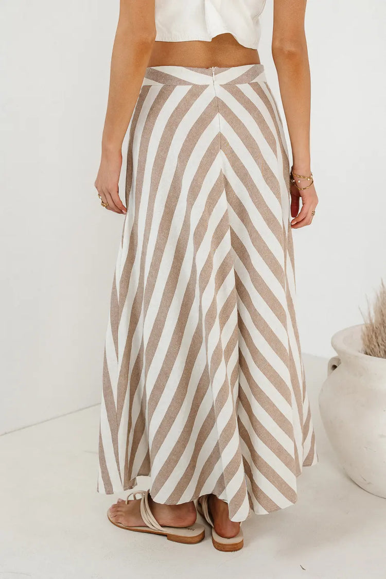 Back zipper striped maxi skirt in tape 