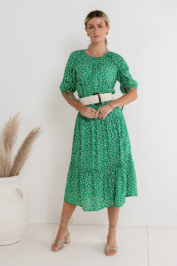 3/4 Sleeves dress in green 