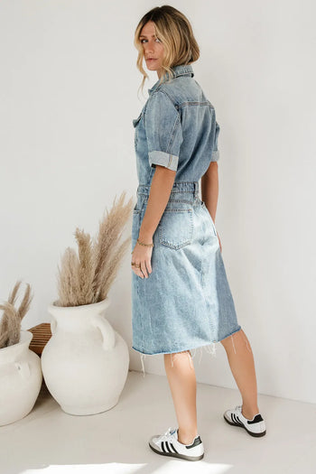 bejeweled denim dress Bejeweled Denim Flare Dress The Salted Hippie Boutique