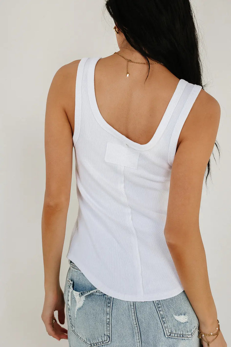 Ribbed tank top in white 