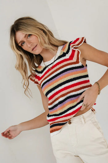 Round neck top in multi colors