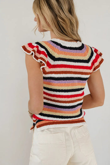 Ruffle sleeves top in multi color 