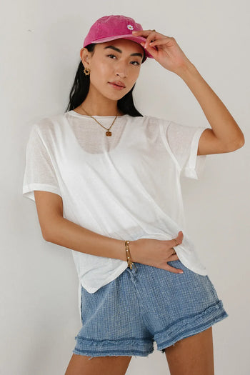 Sheer basic top in white 