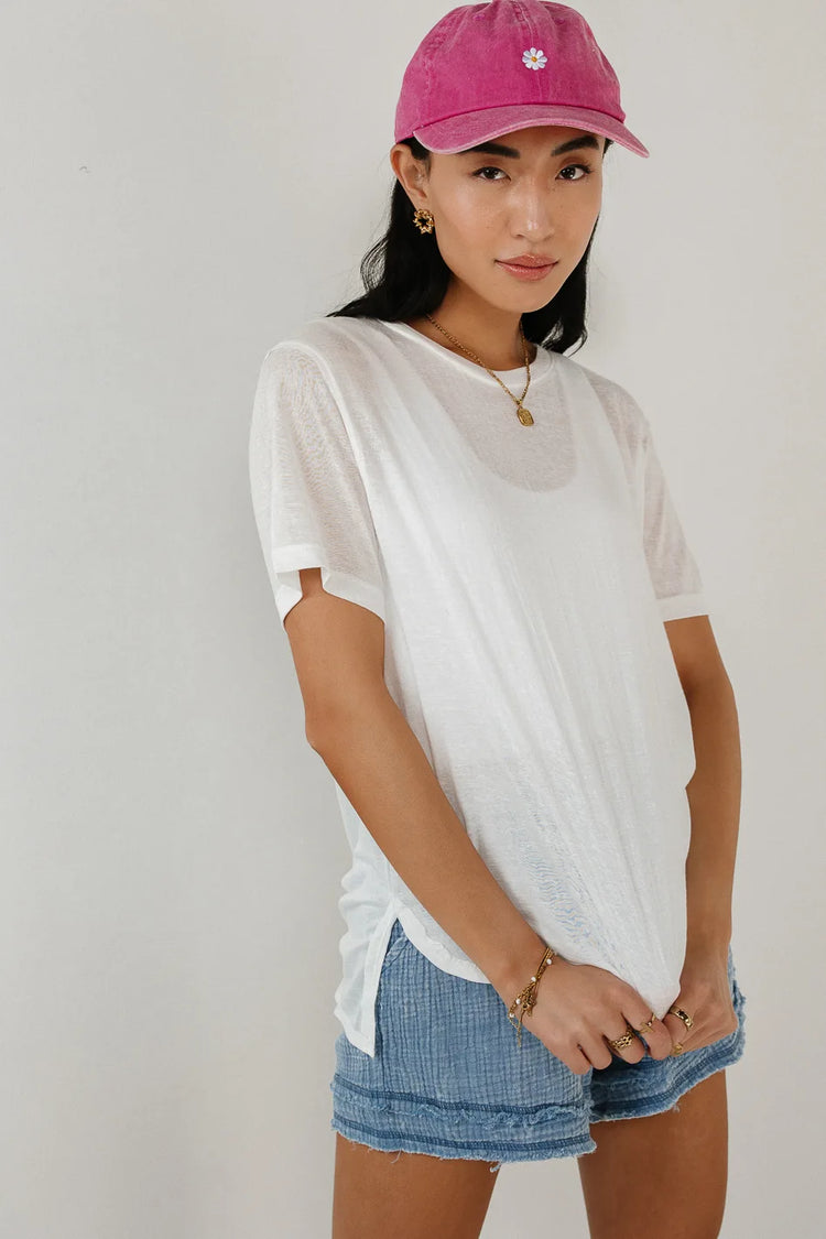 Short sleeves top in white 