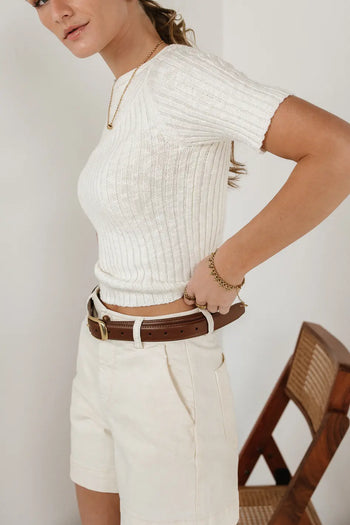 Knit top in cream 