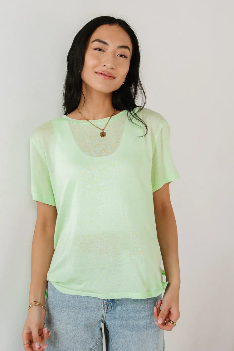 Knit basic top in green 