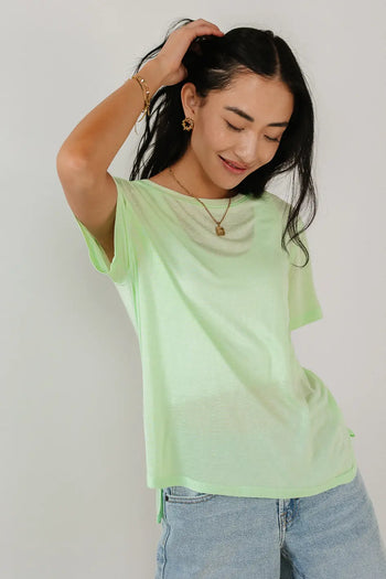 Sheer basic top in green 