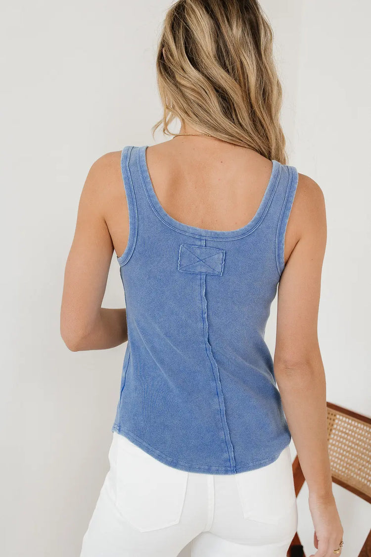 Ribbed tank top in blue 
