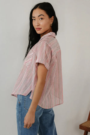 Wilma Woven Top in Pink