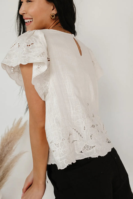 Embroidered blouse in ivory 