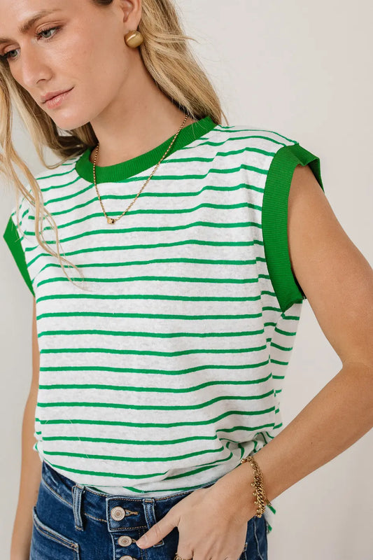Striped top in green 