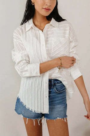 Nyah Striped Button Up in White