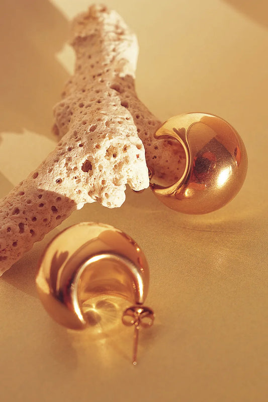 Gold half bubble earrings 