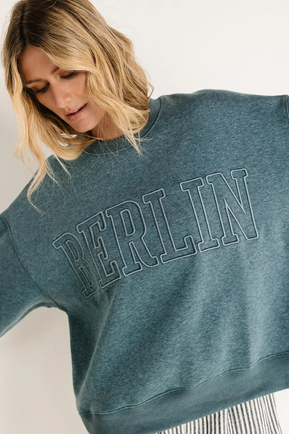 Berlin embroidered design sweatshirt in blue 