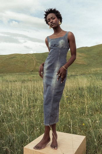 Dark color denim dress 