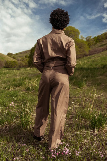 Plain color pants in brown 