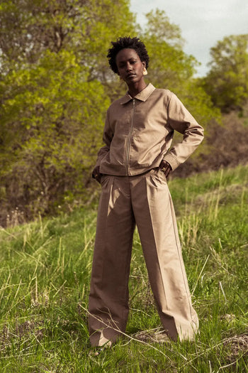 Two hand pockets pants in brown 