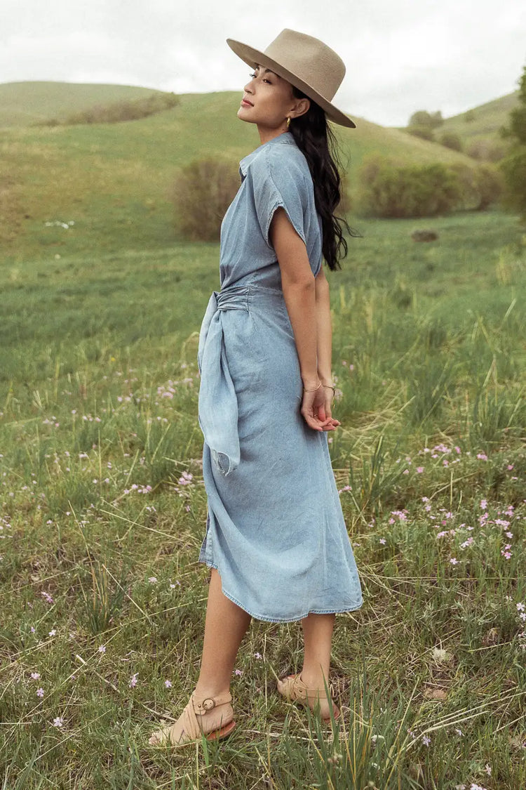 Plain color denim dress 