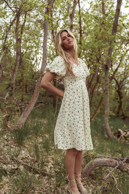 Floral dress in ivory 