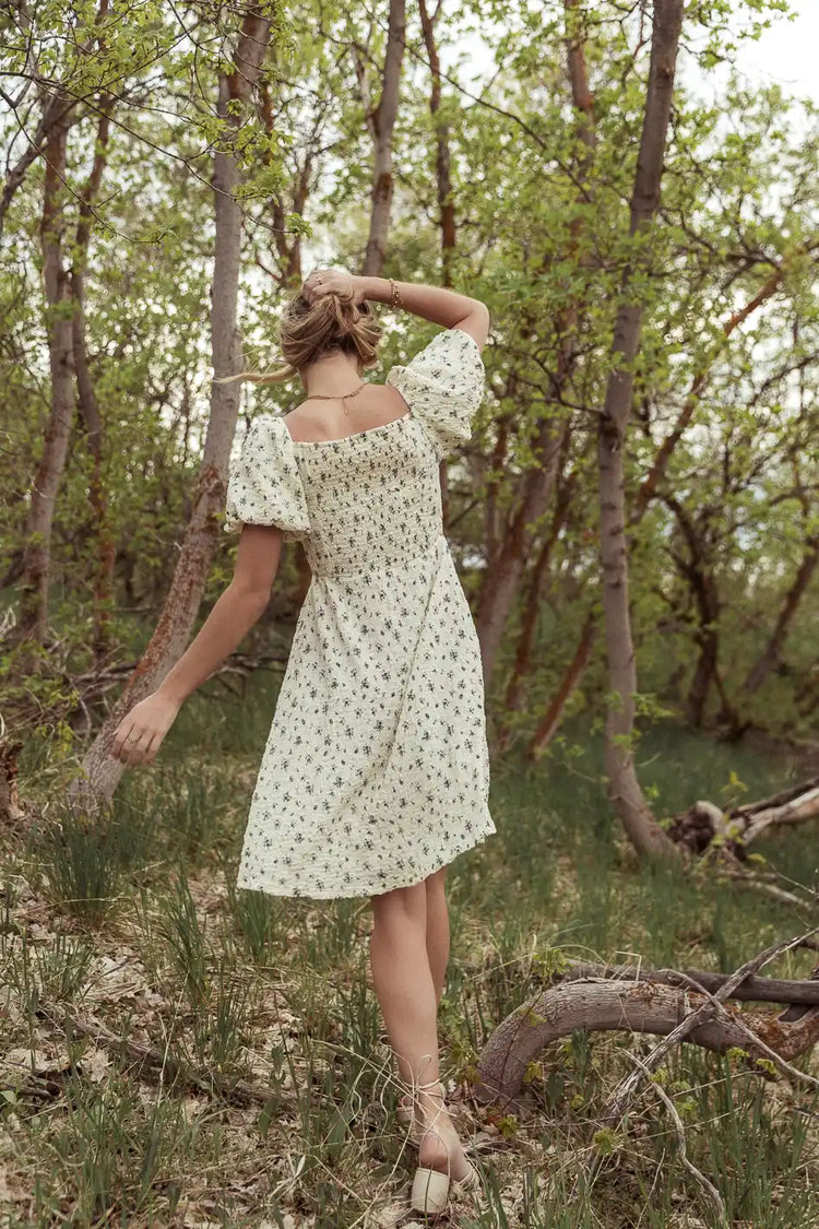 Elastic back top dress in ivory 