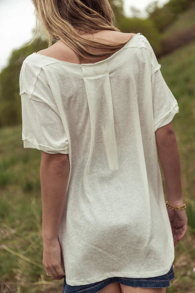 Oversized button tee in white 