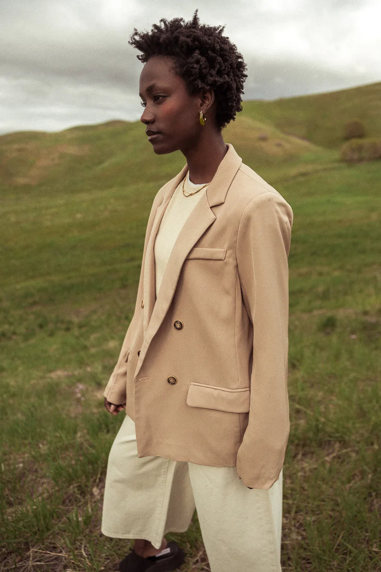 Long sleeves blazer in taupe 