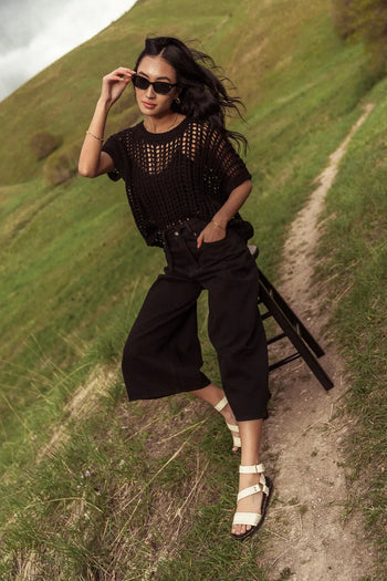 Denim pants in black 