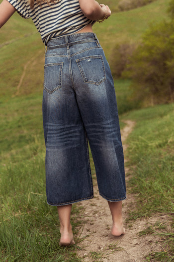 wide leg pants in medium wash