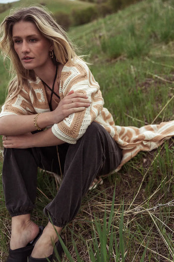 Short sleeves kimono in beige 