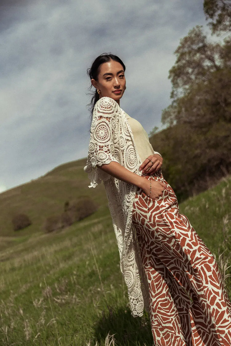 Short sleeves kimono in ivory 