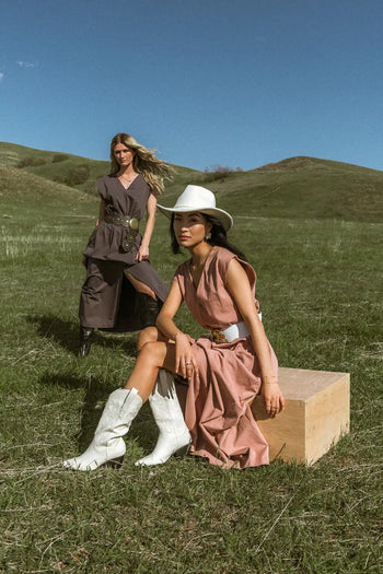 Knit maxi dress in brick  