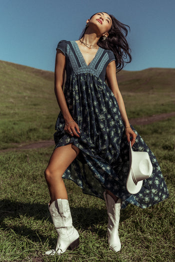 crochet detail floral dress