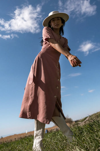 Buttons Down Dress in Clay 