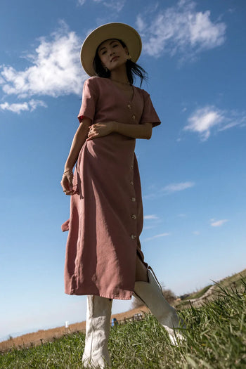Midi Wrap Dress in Clay 