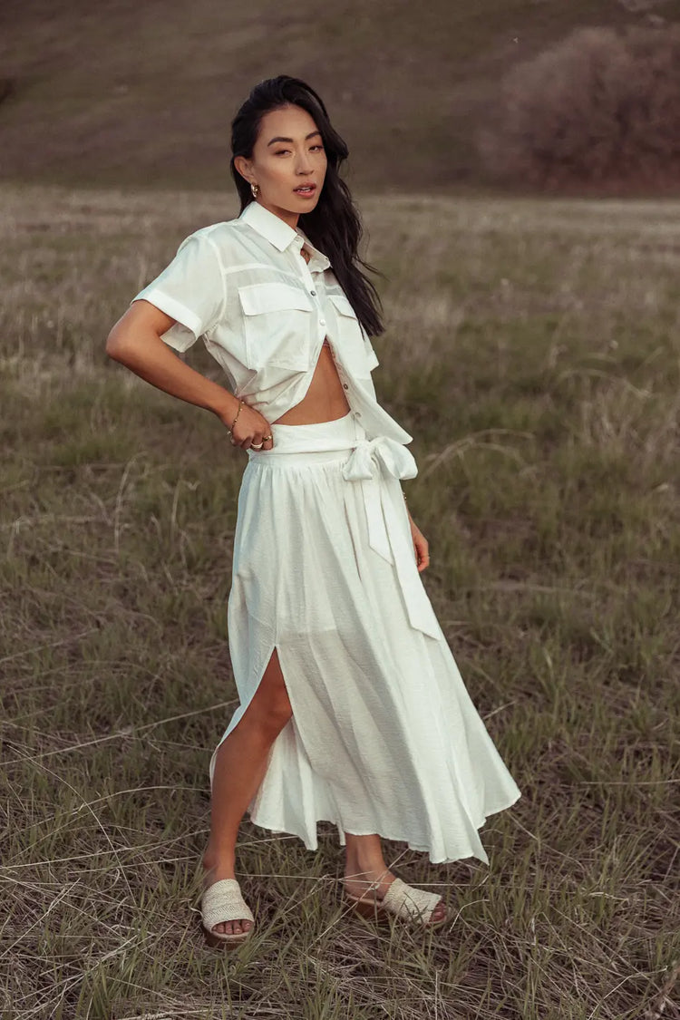 Woven skirt in white 