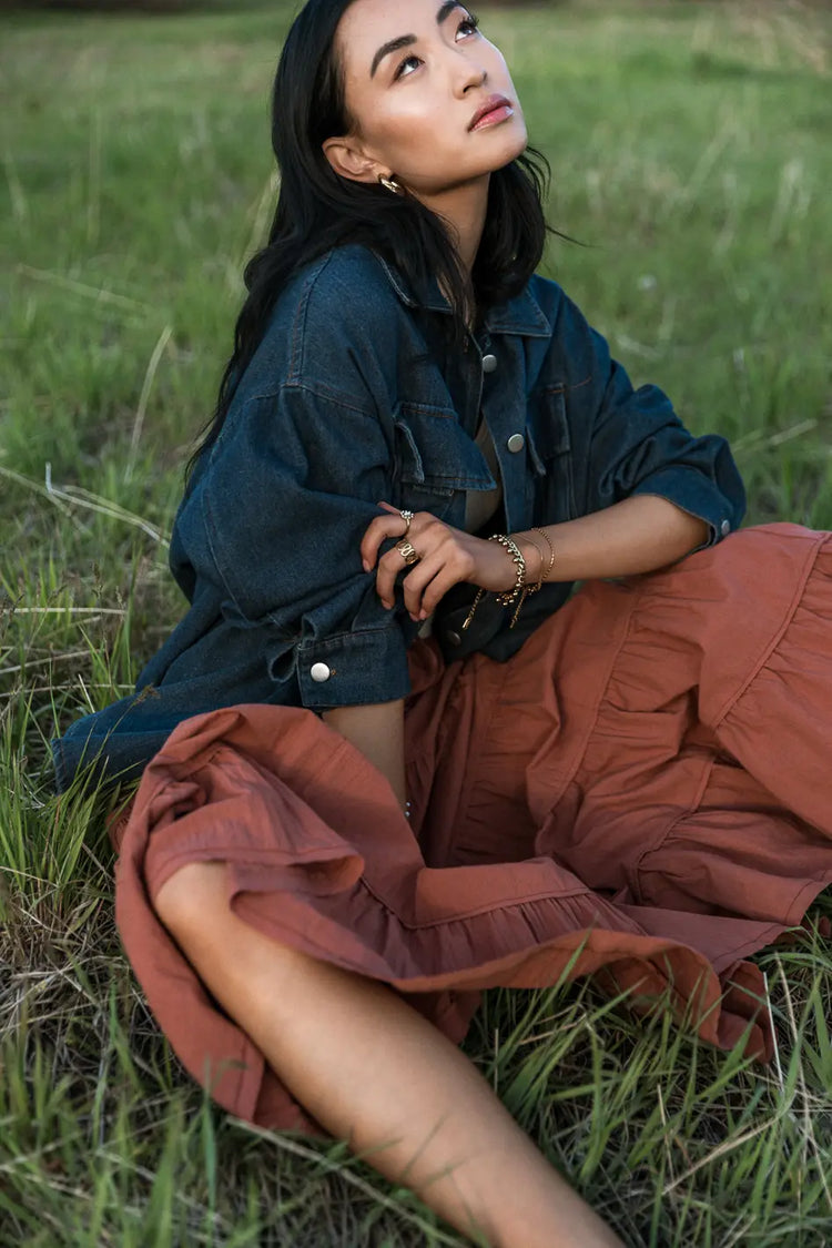 Woven skirt in brown 