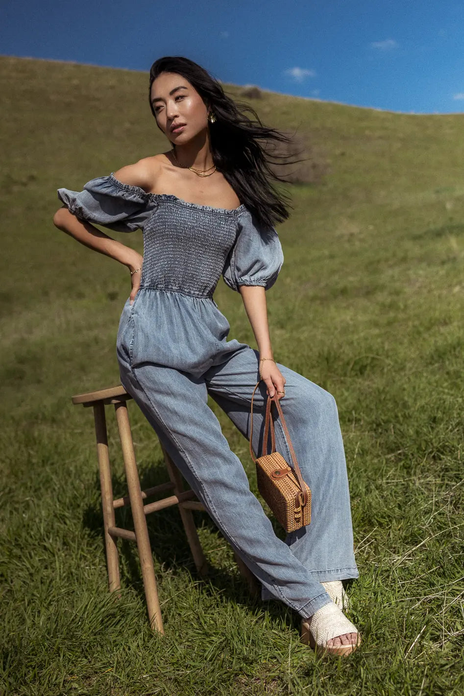 Smocked jumpsuit sales