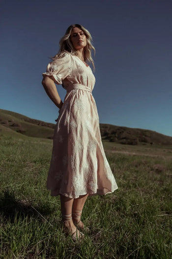 Pink Detailed Midi Dress 