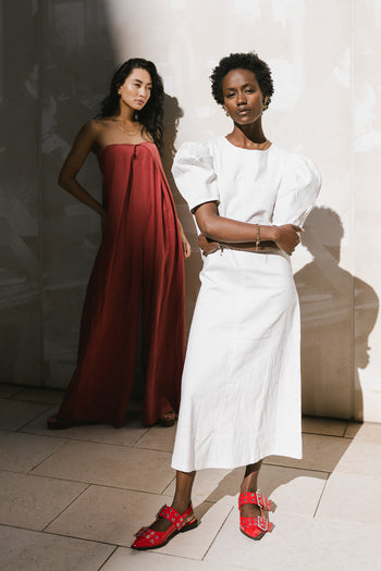 Round neck white denim dress