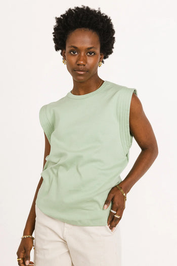Zero sleeves top in sage 