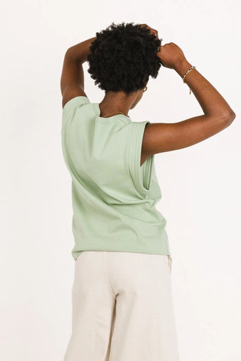 Plain color top in sage 
