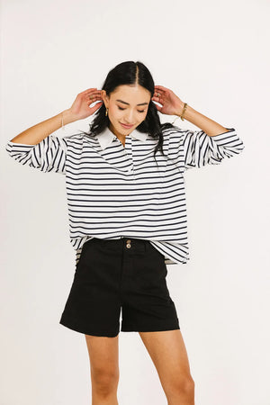 Layla Collared Striped Top - FINAL SALE